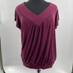 Bloomchic Purple Pleated Ruffle Sleeve Blouse 18-20/2X